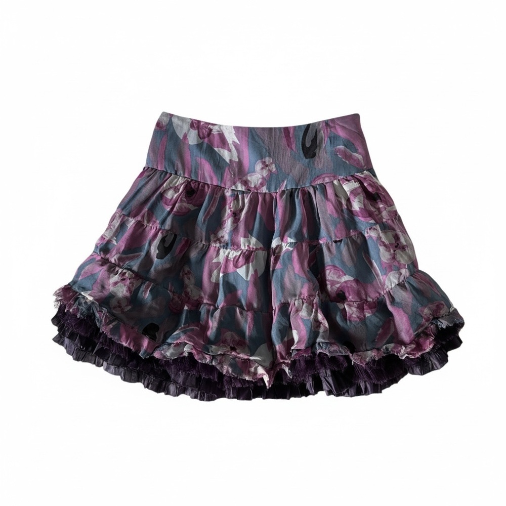 Vintage Silk Floral Purple Skirt - Picture 4 of 9